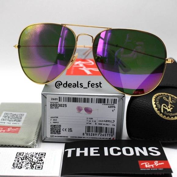 Model Display Ray-Ban Aviator Purple Mirror RB3025 main image 11